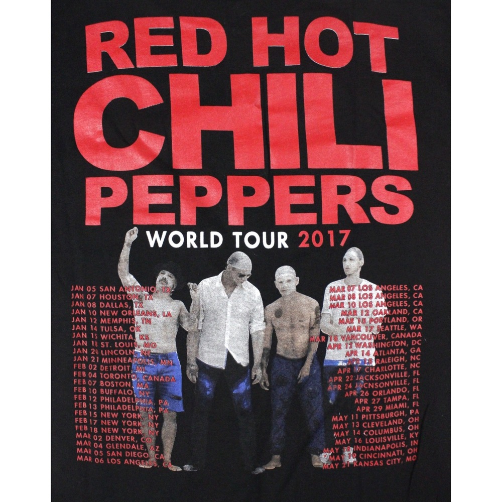 Red Hot Chili Peppers 2017 World Tour T Shirt Mens Medium Black Band‎ Tee RHCP